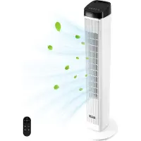 Vevor tårnventilator, 22 ft/s hastighed, stille gulvventilator, 70° oscillerende ventilatorer til indendørs brug med 3 hastigheder, 4 tilstande, 12 timer, bærbar stående bladløs ventilator med fjernbe