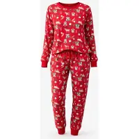LEAFLETIC Pyjamas 'Women’s Christmas Pajama Set' mørkegrøn / brandrød