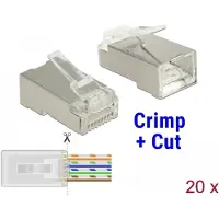 DeLOCK - Netværk-konnektor - RJ-45 (han) - STP - 5 - 6.5 mm - CAT 6 - gennemsigtig (pakke med 20)