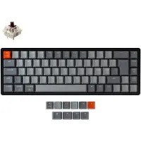 Keychron K6, Kabel & trådløs, USB + Bluetooth, Mekanisk, QWERTY, RGB LED, Sort, Grå, Orange