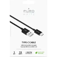 Puro White USB-A USB-C-kabel 1 m - sort