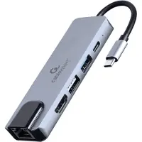 Gembird 5-i-1 USB-multiport-adapter med HDMI, PD og LAN