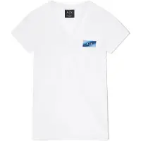 Armani Exchange A|X Armani Exchangetil kvinder. XW002347AF10356U0002 Hvid Figursyet Strikket T-shirt (L), Casual, Bomuld, Korte ærmer