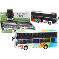 Leantoys dobbeltdekket bus med motor metal farverige lys og lyde