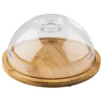 Aps bambusbakke med låg, rund, diameter: 205 mm Bambusbakke, højde: 15 mm, låg af klart glas - 1 stk (822)