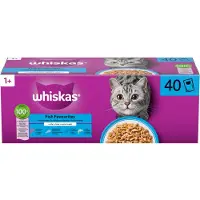 Whiskas 1+ Fish Selection i gelé vådfoder til katte multipack (poser 85 g)