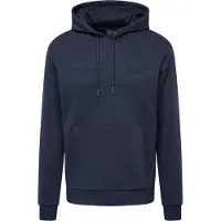 Hackett London Hackett Londontil mænd. HM581155 Præget sweatshirt med hætte navy (L), Casual, Bomuld, Lange ærmer, Blå