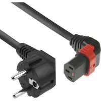 IEC LOCK AK5265 strømkabel sort 2 m CEE7/7 C13-stikadapter