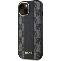 DKNY MagSafe-etui i ternet læder med ensfarvet mønster til iPhone 15/14/13 - Sort
