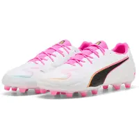 Puma KING 20 MATCH FG/AG Football Boots Unisex, Shoes, White/Poison Pink/Bright Aqua, 45