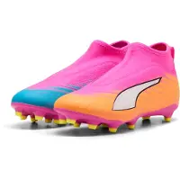 Puma ULTRA 6 MATCH+ Laceless FG/AG Football Boots Youth, Shoes, Poison Pink/White/Sun Stream, 37