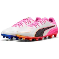 Puma KING 20 ULTIMATE FG/AG Football Boots Unisex, Shoes, White/Poison Pink/Bright Aqua, 46