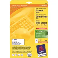 Avery - Hvid - 70 x 36 mm 600 etikette(r) (25 ark x 24) etiketter til flere formål