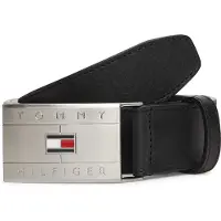 Tommy Hilfiger Bælte 'Flag Plaque' sort / sølv