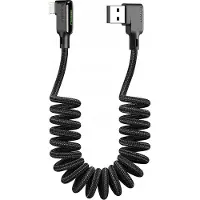 Mcdodo Vinklet USB Lightning-kabel med fjeder og spole til iPhone 14 LED 2M