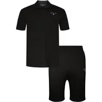 SikSilk Herre Polo Shirt Og Shorts Sæt Sort