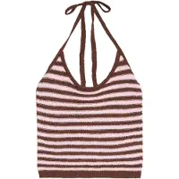 Bershka Sticktop mørkebrun / lyserød