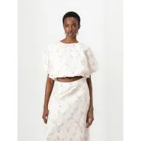 Crãs Bluse 'Bubblecras' jade / gammelrosa / offwhite