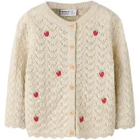 Name it Cardigan beige-meleret / rød