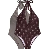 The Set Badedragt choko / cyclam / hvid