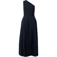 BOSS Ribstrikket one-shoulder-kjole med plissé-skørt
