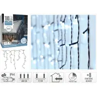 Koopman International Koopman julelys gardin udendørs 180 LED timer kold hvid grøn kabel (180 LED)