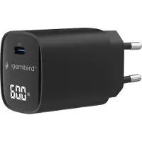 Gembird - Strømforsyningsadapter - med LCD - 60 watt - 3 A - PD 3.2, QC 3.0 (USB-C) - sort