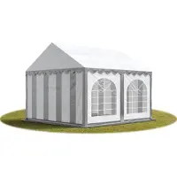 TOOLPORT 3x4m, Partytelt, PVC-teltdug, grå-hvid, med bundramme