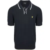 Lyle & Scott Strikket Polo med kontrastkant Mørk Navy Mørkeblå Blå måle