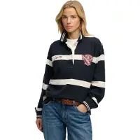 Superdry Superdrytil kvinder. W6012214A Polo Rugby sweatshirt marineblå (L), Casual, Bomuld, Lange ærmer