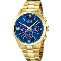 Lotus Herreur 18153/A Classic Blå/Guldtonet stål Ø43 mm