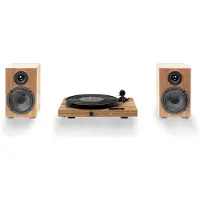 Pro-Ject Juke Box E1 HiFi Set, Bæltedrevet pladespiller, Semi-automatisk, Sort, Valnød, Syntetisk ABS, 33,45 rpm, 33,45 rpm