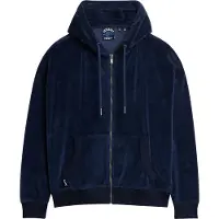 Superdry Superdrytil kvinder. W2012369A Hættetrøje med lynlås i marineblå velour (M), Casual, Bomuld