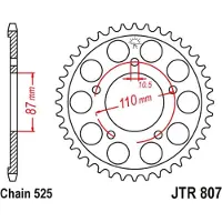 JT Sprockets 525 Jtr807.48zbk Steel Bagtandhjul