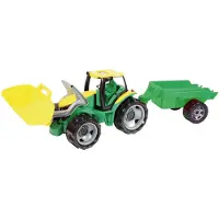 Lena GIGA TRUCKS Tractor with shovel & trailer, Traktor, 3 År, Sort, Grøn, Grå, Gul