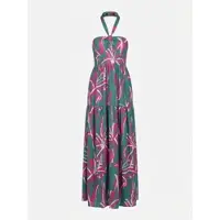 KOROSHI Sommerkjole smaragd / fuchsia / hvid
