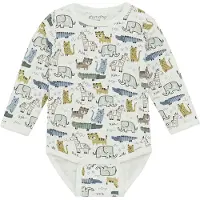 Minymo Body l/æ - Marshmallow White m. Dyr - - 62 - Body L/Æ
