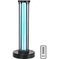 Vevor UV-lys, 36W ultraviolet lampe med ozonrenser, UVC-lampe med 30/60/120 minutters timer med 3 gear og fjernbetjening, til rum op til 37 m², UVO-lys til stue, soveværelse, hotel, skole