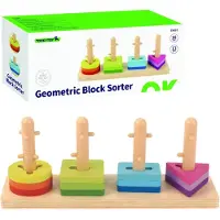 Tooky Toy Tooky Toys Žaislų žaislų formos rūšiavimas su spalvingais „Montessori“ blokais