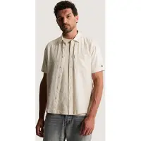 Cast iron Skjorte 'Shirt with short sleeves in cotton/linen twill' grå