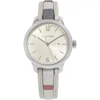 Burberry dameur 32 mm læderrem stål urkasse schweizisk kvartsur Bu10113
