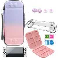 INF Nintendo Switch OLED-etui med tilbehør Pink / Blå 8 dele