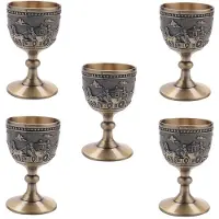 Semoic 5X Classical Metal Wine Cup Handmade Small Goblet Household Copper Wine Glass Carving Pattern