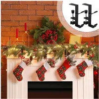 Semoic 3X 2 in 1 Mantel Hanger for Garland and Stockings, Adjustable Heavy Duty Fireplace Hangers with Dual Hooks