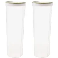 Semoic 2X PP Tall Food Storage Spaghetti Noodle Pasta Container with Locking Lid Clear Dry Food,Light Green