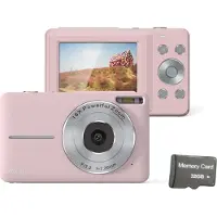 INF Digitalkamera 44MP/1080P/16X med digital zoom/fyldningslys/32GB kort Pink