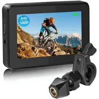 Semoic Handlebar Bike Mirror, 1080P Bicycle Rear View Camera with 4.3in Monitor Night Vision Function for Mountain Bike, E-Bike