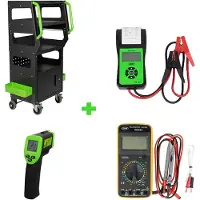 JBM Diagnostisk Vogn Og Batteritester Med Printer Og Digitalt Multimeter Og Lasertermometer