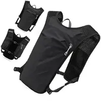 INF Sport Rygsæk Kompatibel Med Løb og Maraton, Ultralight Nylon Vandpose Vest, Løbevest med Dobbelt Skulderstropper Black