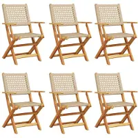vidaXL Havestole Massivt Akacietræ Og Polyrattan - 6 / Beige